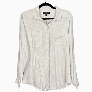 Banana Republic Boyfriend Shirt Medium Long Sleeve Button Up Soft Gray Rayon